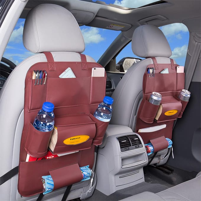PU Leer Auto Stoelrug Organizer Achterbank Opbergdoos Zwart zwart