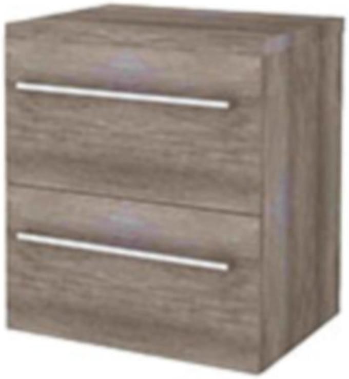 Basic-Line Start 46 Badkamermeubelset - 60 x 46 cm - Met Grepen - 2 Lades - Wastafelblad - Scotch Oak