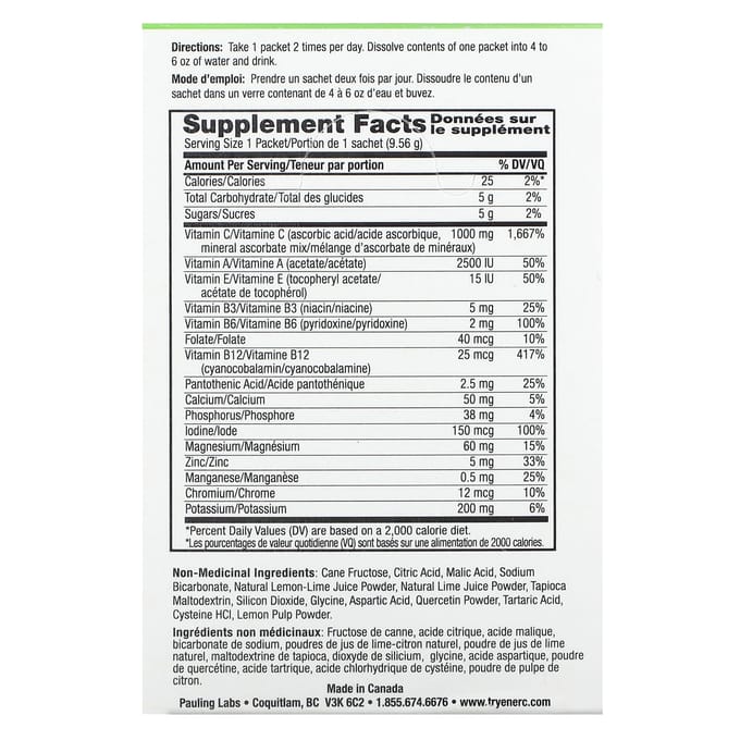 Ener-C, Vitamine C, mélange pour boisson multivitaminée, saveur citron-citron vert, 1 000 mg, 30 sachets, 9,56 g (0,3 once) chaque