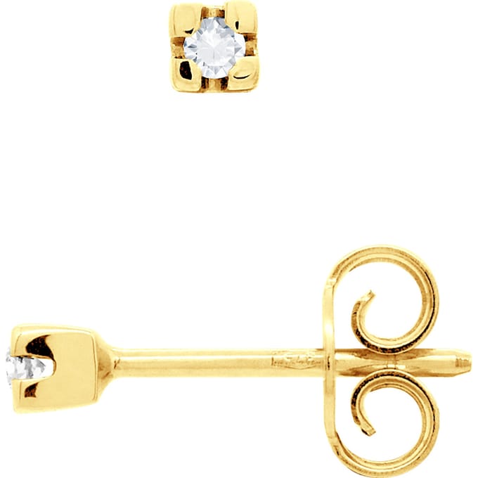 Oorbellen Diamond Solitaire 0040 Cts Geel Goud 18 Karaat