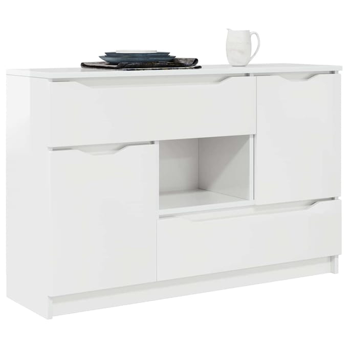 vidaXL - Dressoir - Hoogglans - wit - 100 - x - 30 - x - 65,6 - Bewerkt - hout