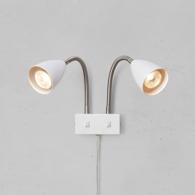 Markslöjd wandlamp Ciro, wit, metaal, stekker, GU10
