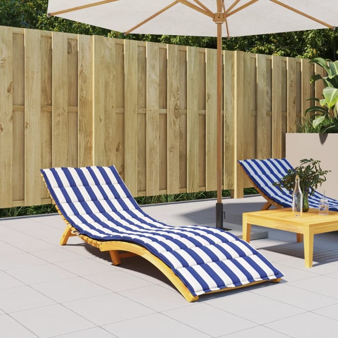 vidaXL - Ligbedkussen - gestreept - oxford - stof - blauw - en - wit