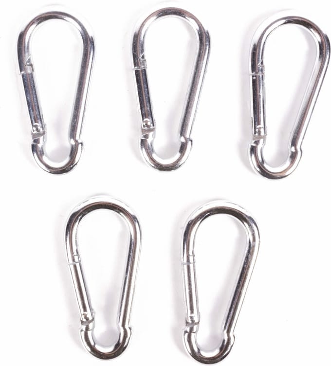 Benson Set karabijnhaken - Ø 8 x 80 mm - zilver - 5 stuks