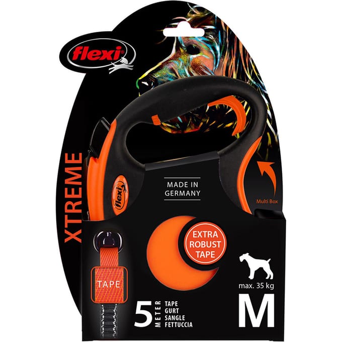 Flexi XTREME - Rollijn Hondenriem - Tape - M - 5 m - Orange - Middelgrote Actieve Honden