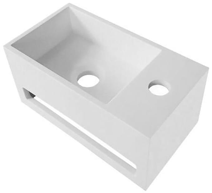 Toiletfontein - Lonis - Solid Surface - Handdoekhouder en Kraangat Rechts - Wit 35.8x20.5x15.7 cm