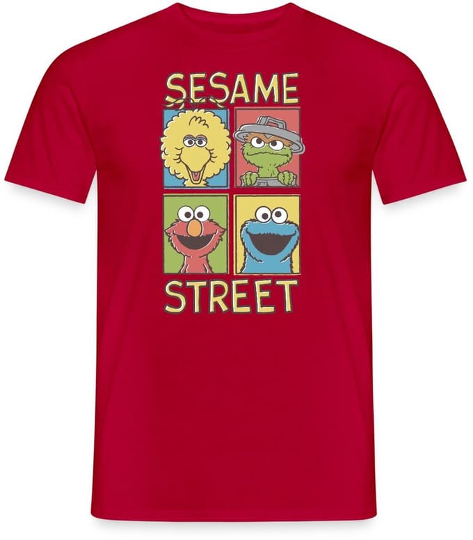 Sesamstraat Bibo Oscar Elmo Koekiemonster T-Shirt Heren