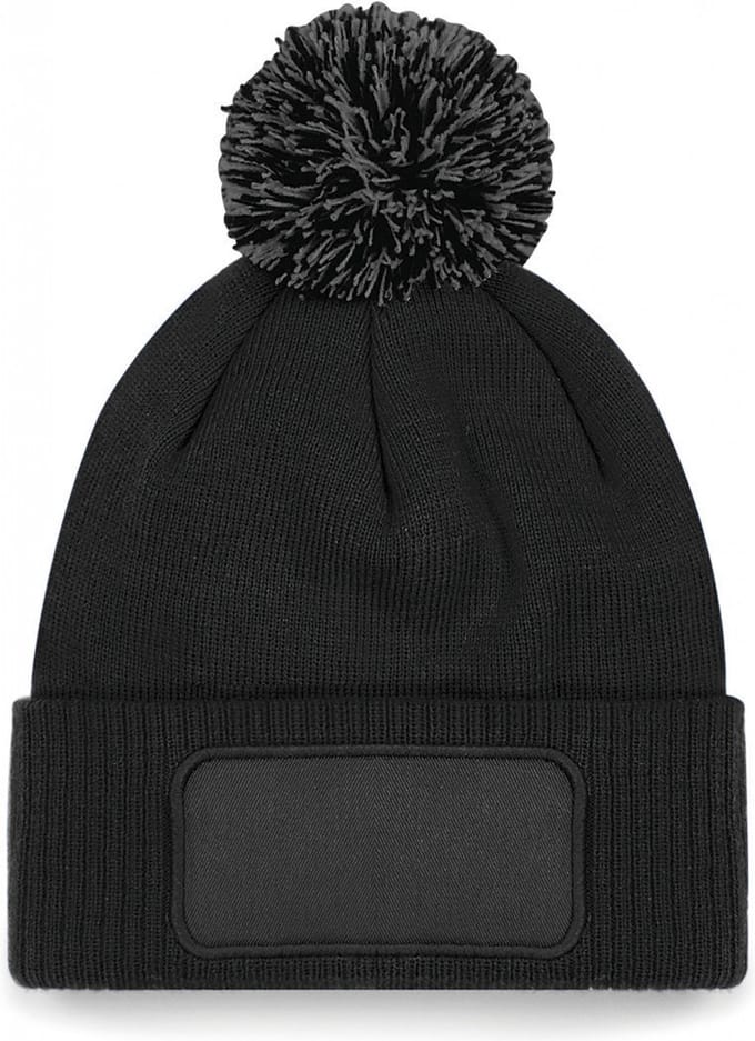 Beechfield Snowstar® patch beanie B443 - Black / Graphite Grey - One size