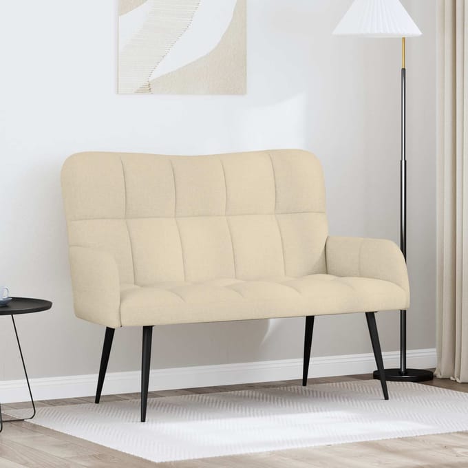 vidaXL - 2-Zits - Sofa - Crèmekleurig - 115 - x - 61 - x - 87 - cm - Stof