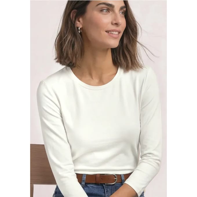 Shirt met 3/4-mouwen en ronde hals in effen kleur