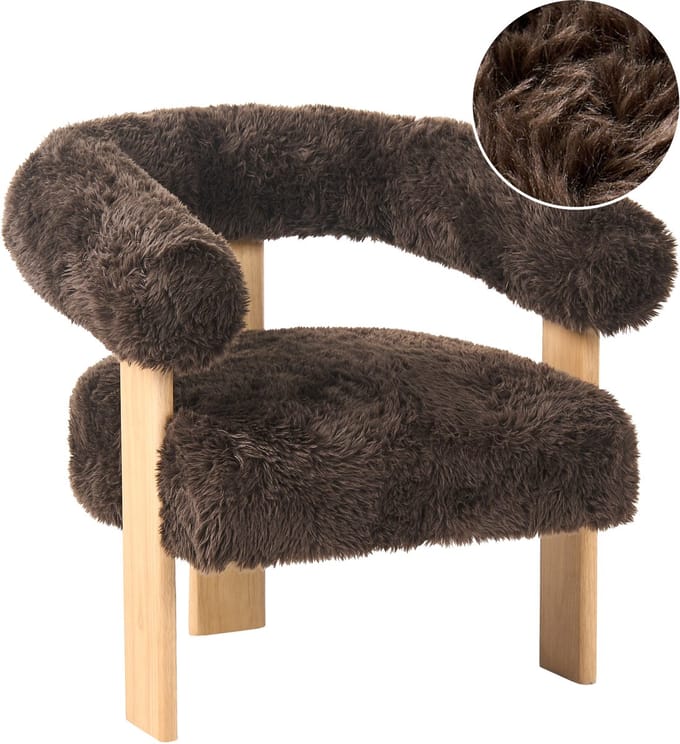 ILBRO - Fauteuil - Lichtbruin/Donkerbruin - Kunstbont