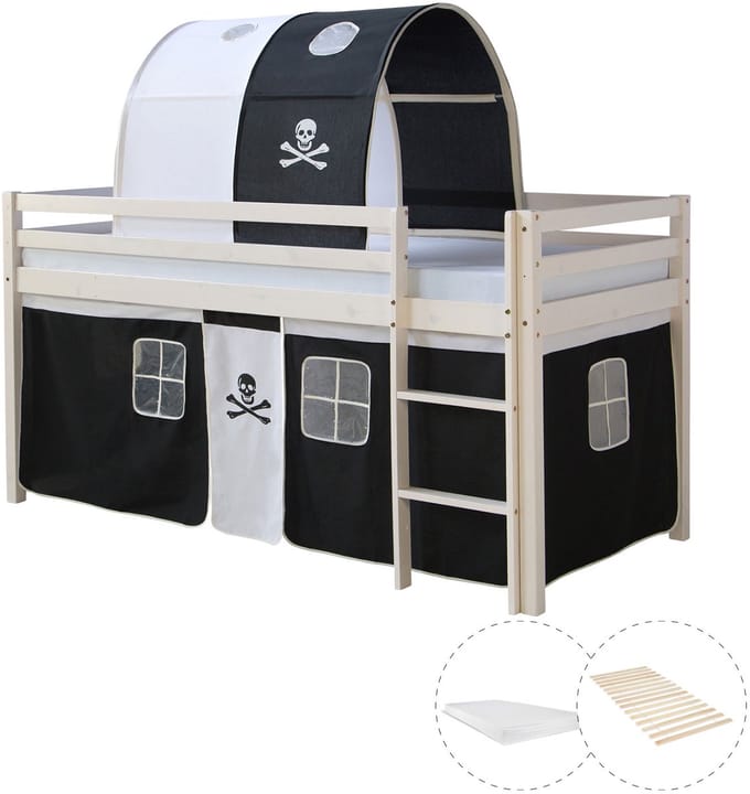 Homestyle4u Hoogslaper - 90x200 cm - Wit - met lattenbodem en matras