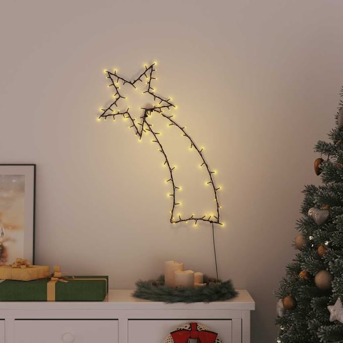 vidaXL - Kerstverlichting - vallende - ster - silhouet - 115 - LEDs - warm - wit
