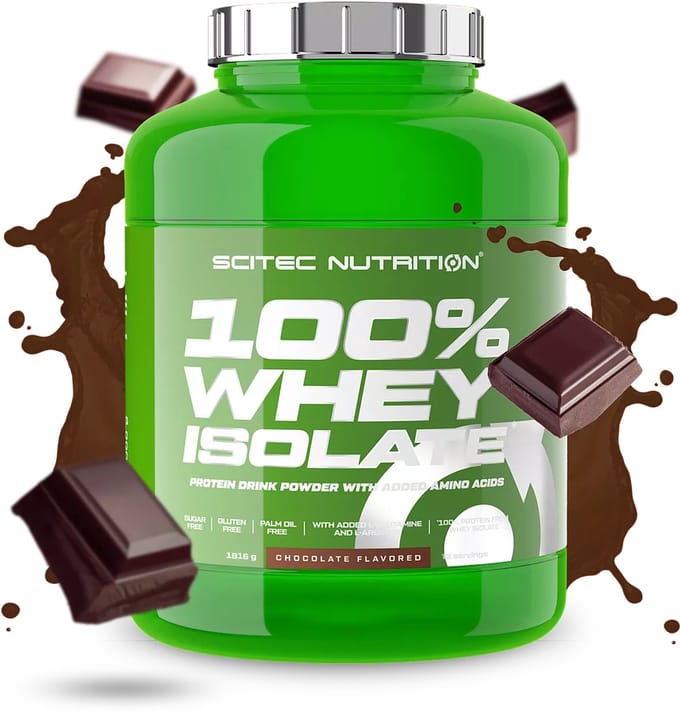 Scitec Nutrition® - 100% Whey Isolate (1816 gram - Chocolate) - Chocolade - 72 eiwitshakes - whey protein isolate - whey isolaat - poeder