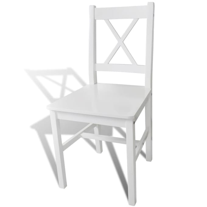 vidaXL - Eetkamerstoelen - 6 - st - grenenhout - wit