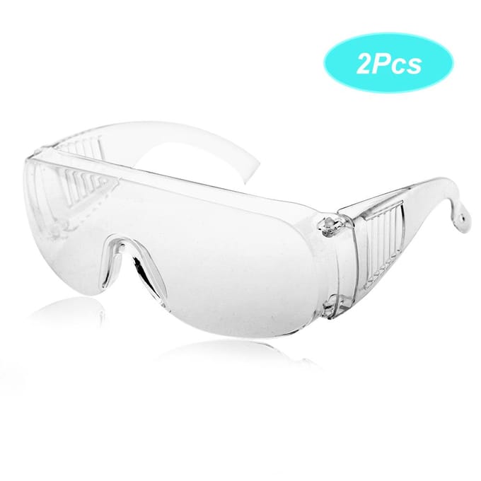 2 stuks Plastic Veiligheidsbril Volledig Frame Oogbescherming Transparante Veiligheidsbril white