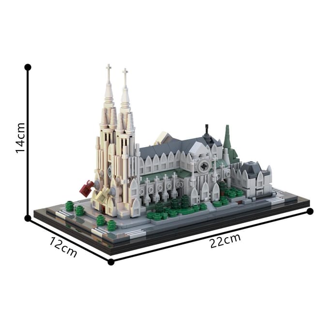 Gobricks MOC-214496 St. Kathedraal van Sint-Patrick 1:800 Bouwstenen Speelgoed Cadeau gray