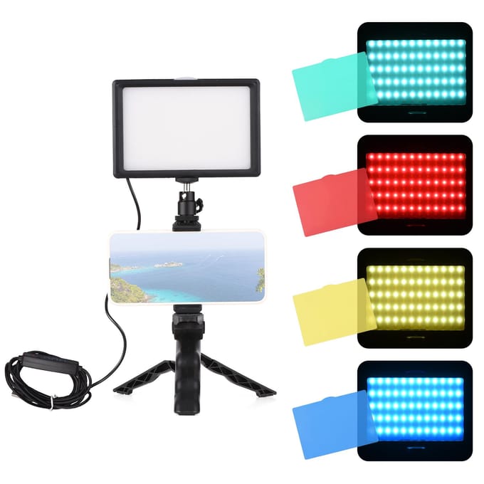 Andoer desktopverlichtingsset Professioneel LED-videolicht + verstelbaar statief 120 stuks lichtkralen zwart
