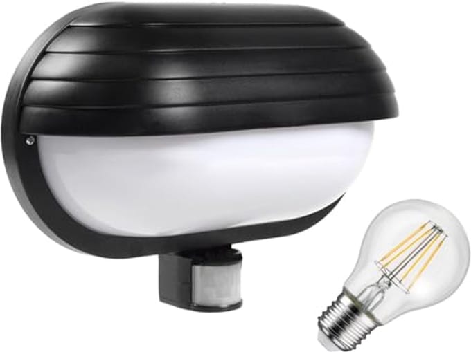 Buitenwandlamp met PIR Bewegingssensor en Schemeringssensor - Tuinverlichting met E27 Lamphouder