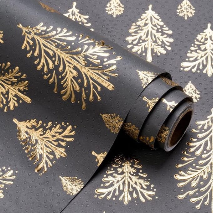Allecto - Kerstinpakpapier - 3D-reliëf - voor feestvieringen - Goud
