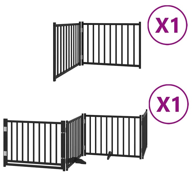vidaXL - Hondenhek - inklapbaar - 6 - panelen - 480 - cm - populierenhout - zwart