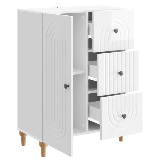 vidaXL - Dressoir - met - lade - Hoogglans - Wit - 66 - x - 34,5 - x - 90 - cm - Bewerkt - hout
