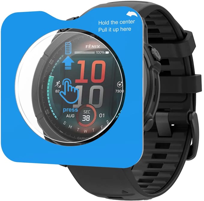 Strap-it Screenprotector Tempered Glass met One-Click Tool – geschikt voor Garmin Fenix E – bubbelvrij, krasbestendig, eenvoudige montage – Transparant