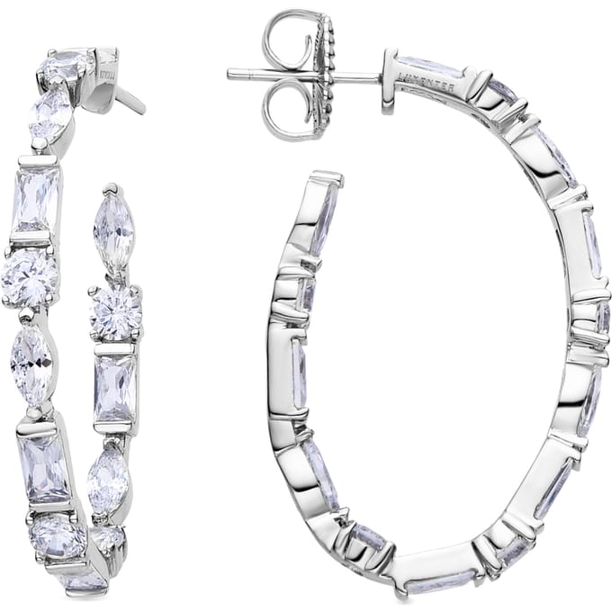 Boucles d'oreilles en argent 925 Luxenter avec zircon brillant finition en rhodié - Grimchi white