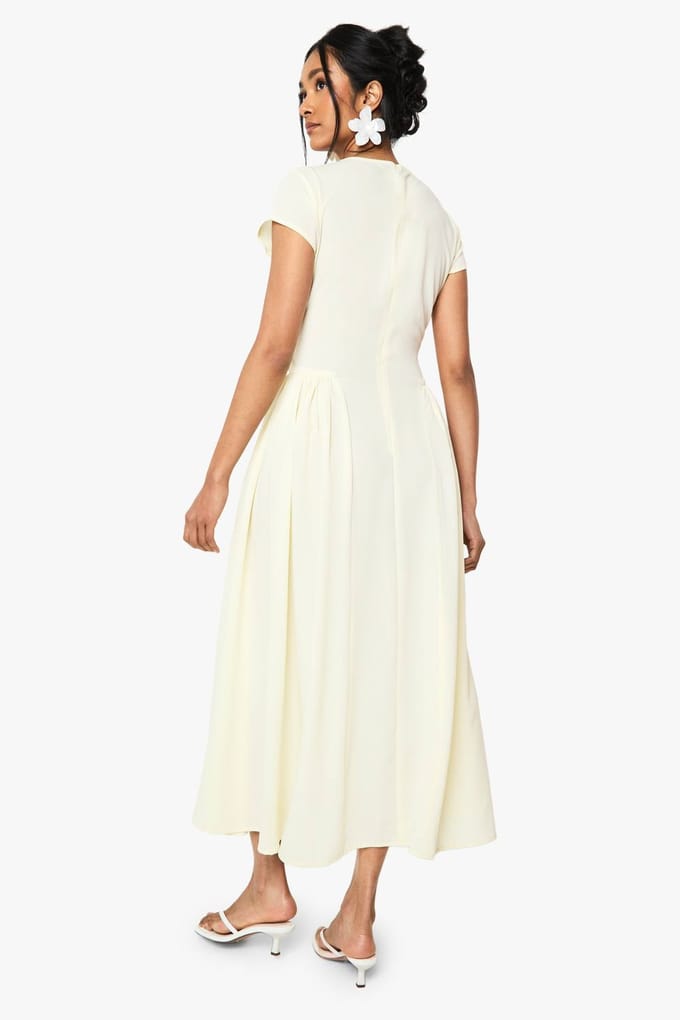 boohoo Dames Getextureerde Volume Rok Midaxi-jurk | Citroen | Maat: 44