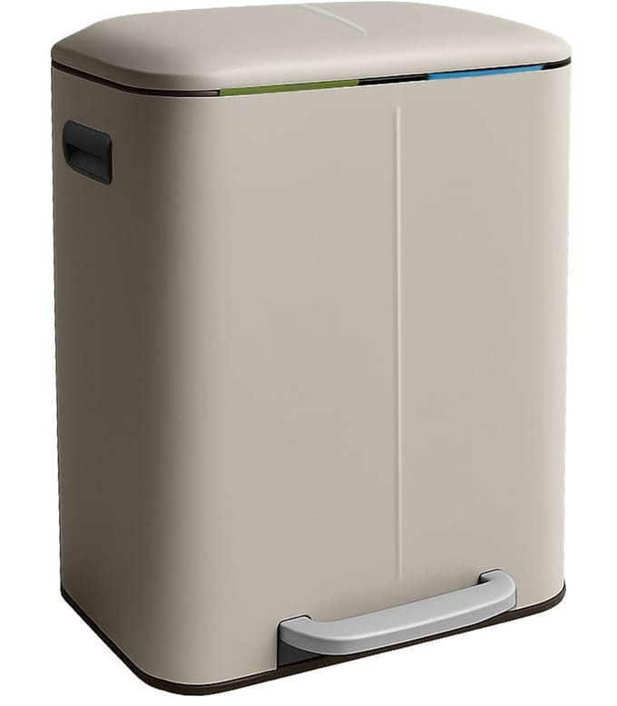 Prullenbak 2 vakken - elk 20 liter - met binnenemmers - beige