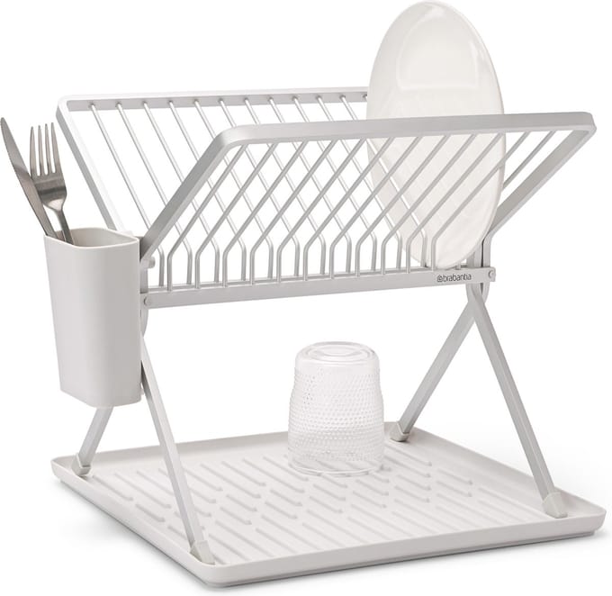 Brabantia SinkSide Afdruiprek - Inklapbaar - Met Bestekhouder - Compact - Light Grey
