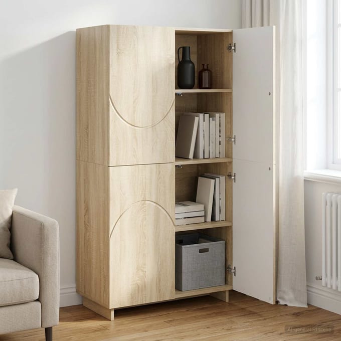 vidaXL - Highboard - Sonoma - Eiken - 79x41x151 - cm - Bewerkt - hout