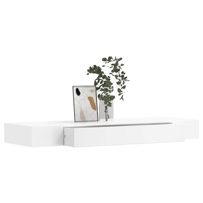 vidaXL - Wandschap - met - lade - zwevend - MDF - wit