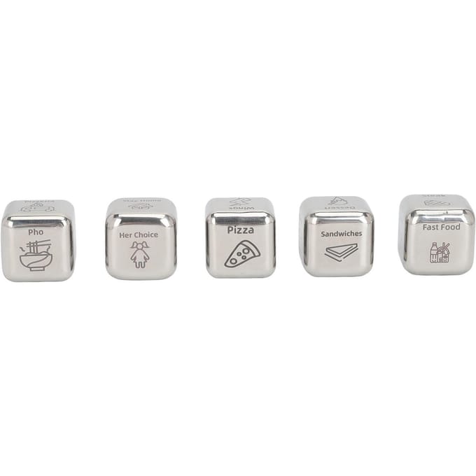 Lot de 5 dés de table amusants en acier inoxydable, pour la Saint-Valentin et l'anniversaire white