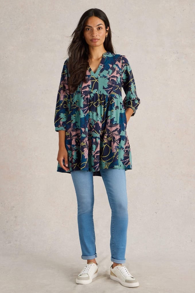 White Stuff Marta Tunic Navy Print Taglia: 6 | Abiti in T-Shirt Outlet | Donna | Blu
