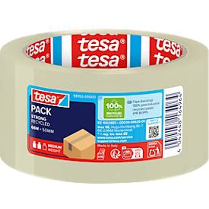 Tesa Pack® eco Strong verpakkingstape, 66m x 50mm, transparant, pak à 6 stuks