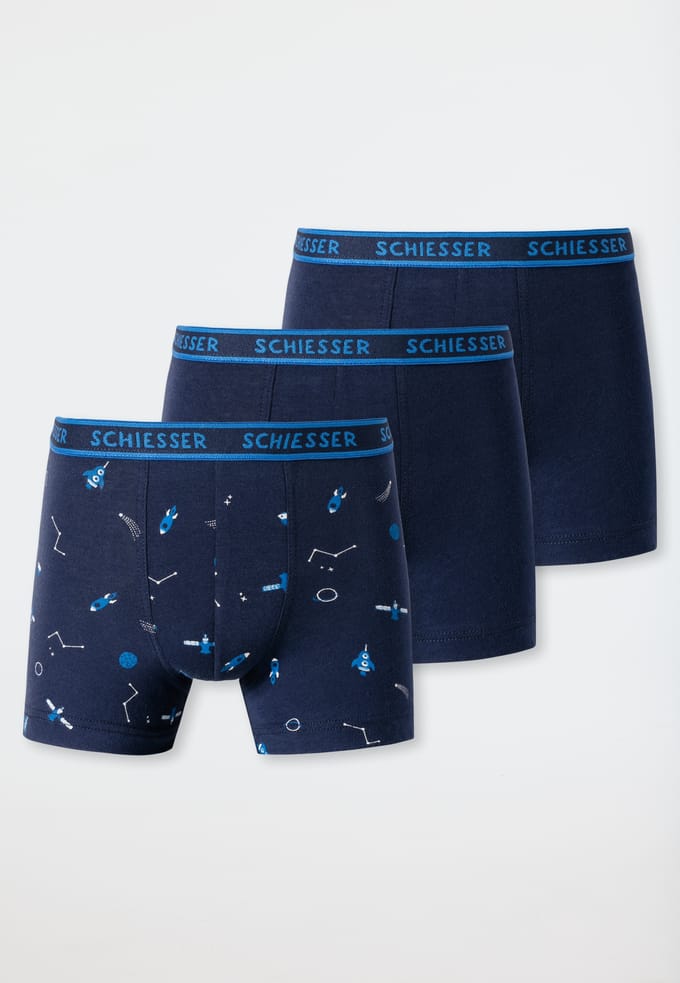 Shorts, set van 3, geweven elastische tailleband, blauw/raket - 95/5 92