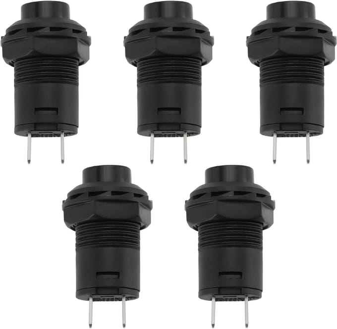 Dailygoody - Push Button Switch - 5 Pcs 12mm - Duurzaam en Betrouwbaar - Zwart - Latching Switch - Perfect voor Auto en Boot