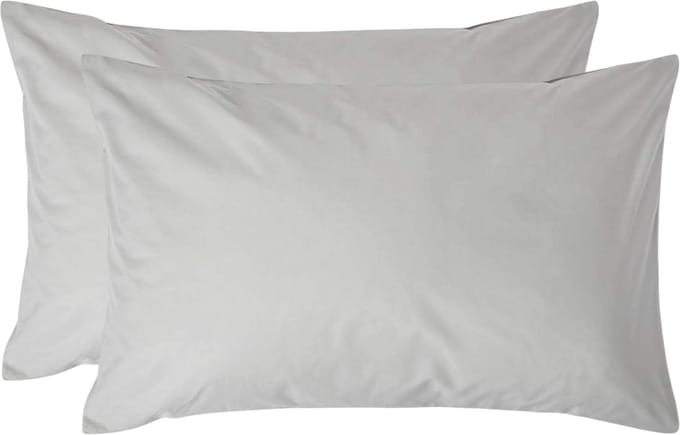 Homescapes Kussensloop 50x75 cm Set van 2 – Zilvergrijs – 100% Egyptisch Perkal Katoen – 200 TC