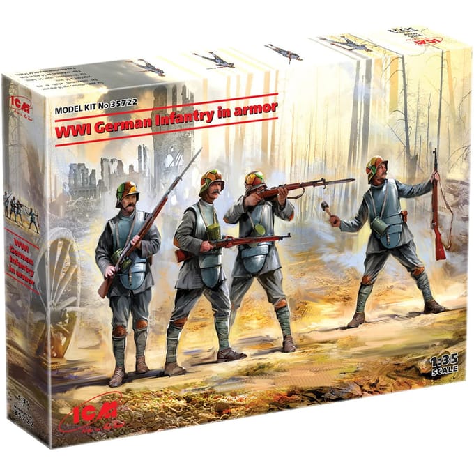 ICM Modelbouwpakket Militaire voertuigen - 35722 WWI German Infantry in rmor Plastic - 1:35 - Modelbouw