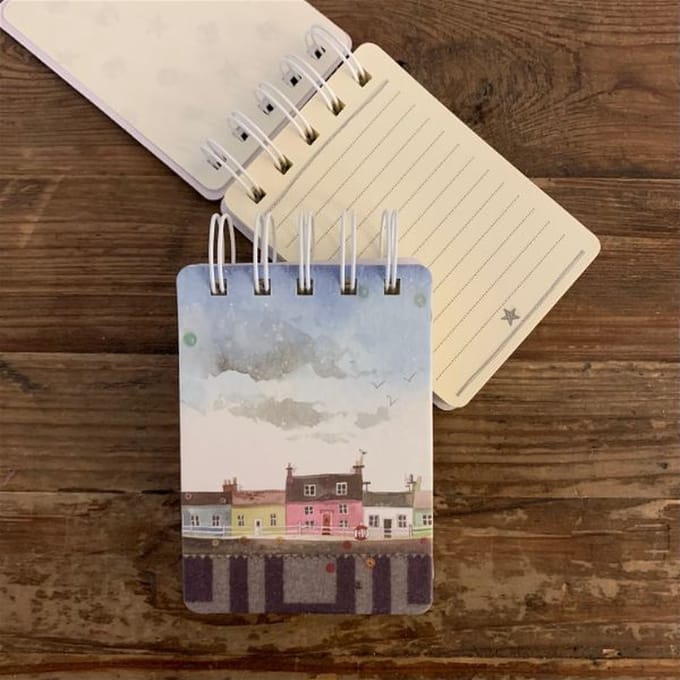 Alex Clark klein spiraal gebonden notitieblokje kust ~Harbour Cottages Small Spiral Bound Notepad'