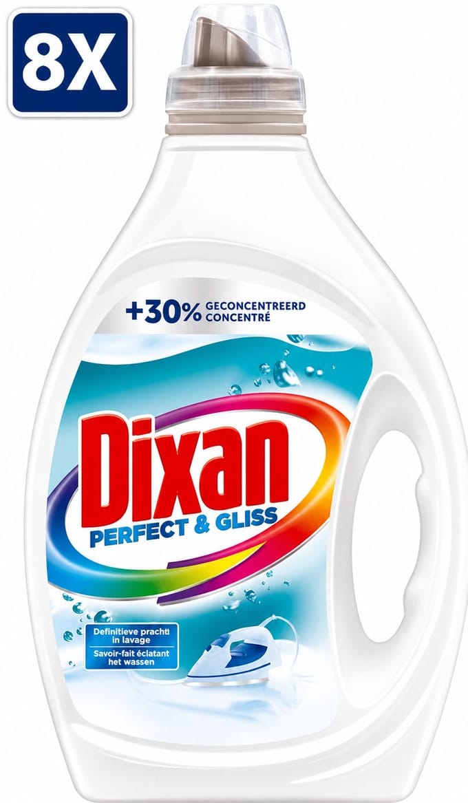 8 x Dixan Vloeibaar Wasmiddel - Perfect & Gliss - 32 wasbeurten