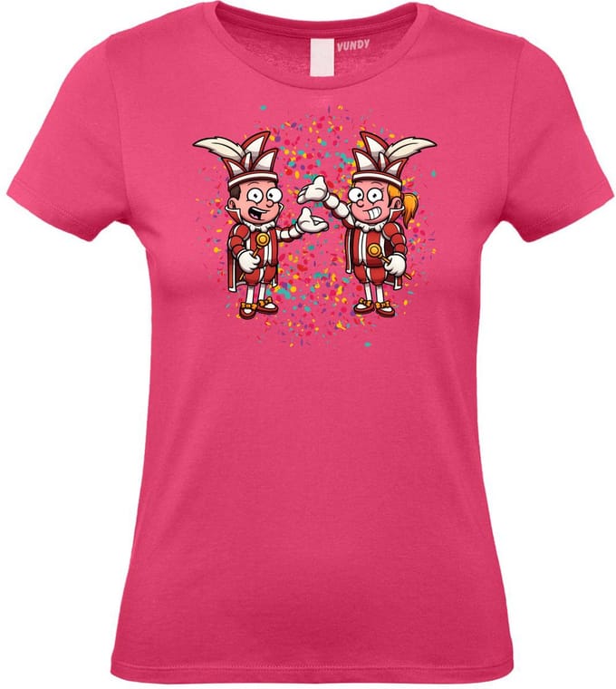 Dames T-shirt Carnavals Paar | Carnaval | Carnavalskleding Dames Heren | Roze | maat M