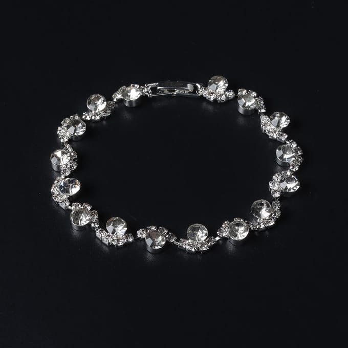 Mode, Volledig Diamant Bruids Sieraden Dames, Elegante Glanzende Strass Golf Armband gray