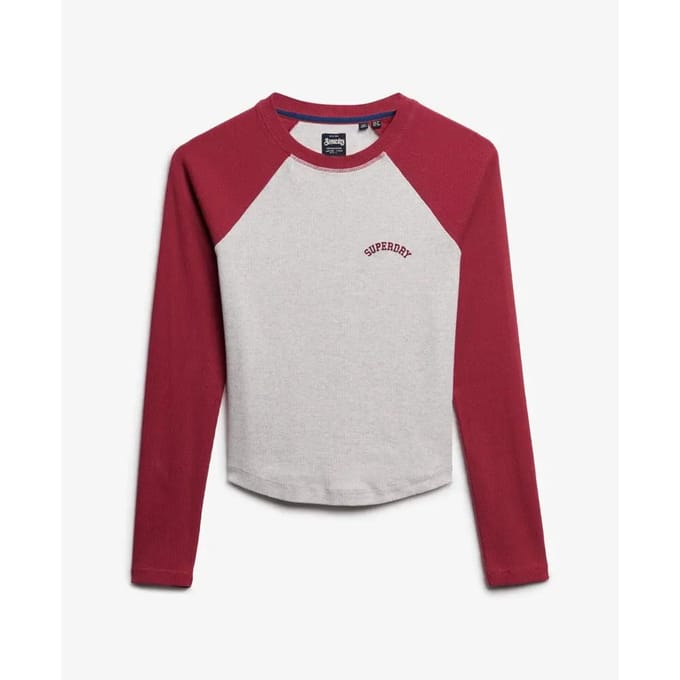 Geribde lange mouwen T-shirt met logo voor dames Superdry Essential