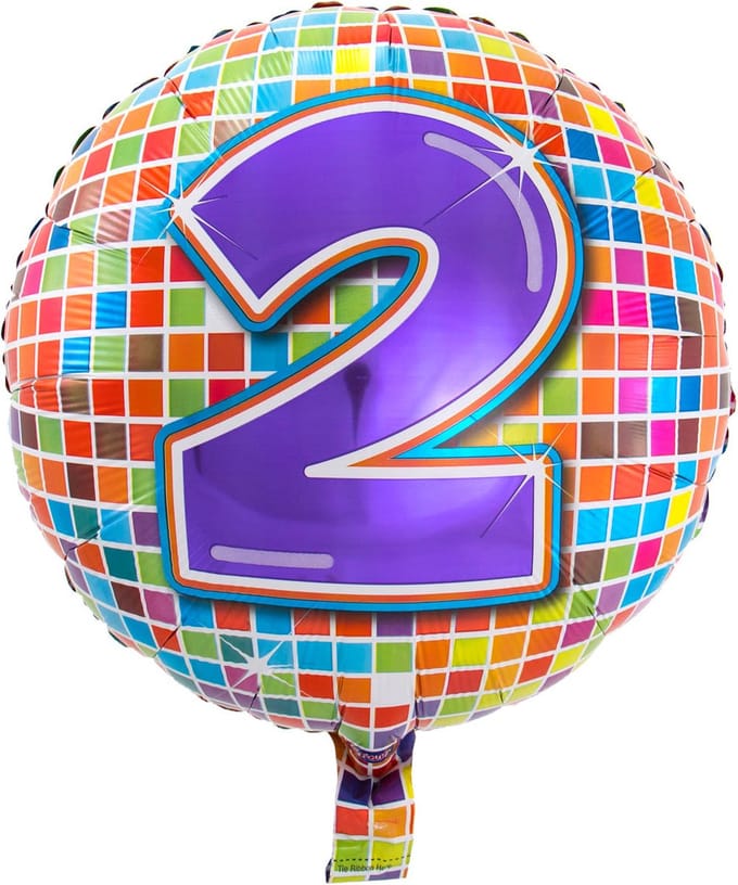 Folieballon 2 Jaar Birthday Blocks - 43cm