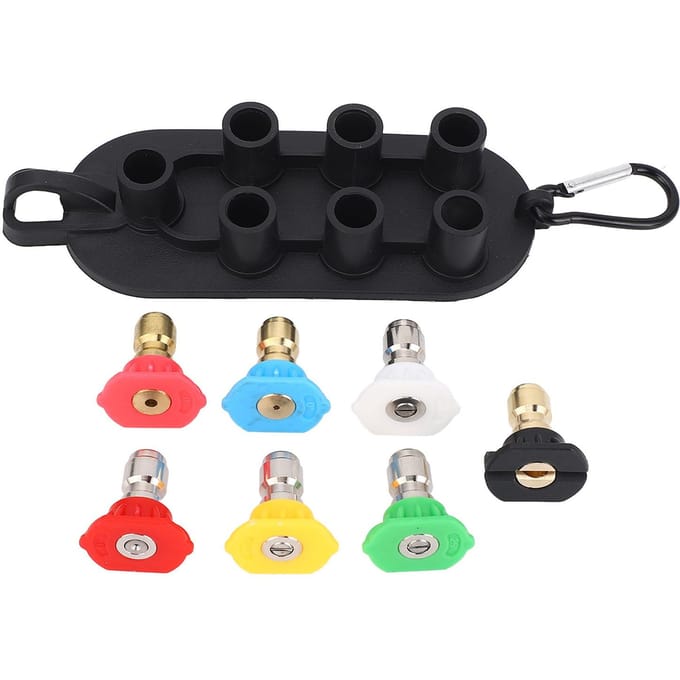 Ensemble de 7 embouts de buse de nettoyeur haute pression 4000PSI Connecteur rapide 1/4 de pouce Embouts de lavage sous pression avec black