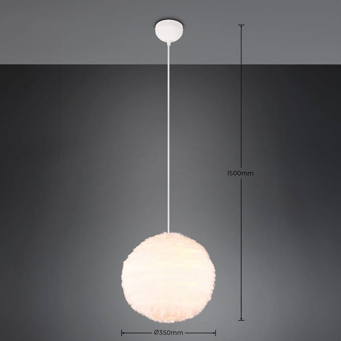 REALITY FURRY - Hanglamp - Zand - excl. 1x E27 10W - D: 35 cm - Aanpasbaar in hoogte