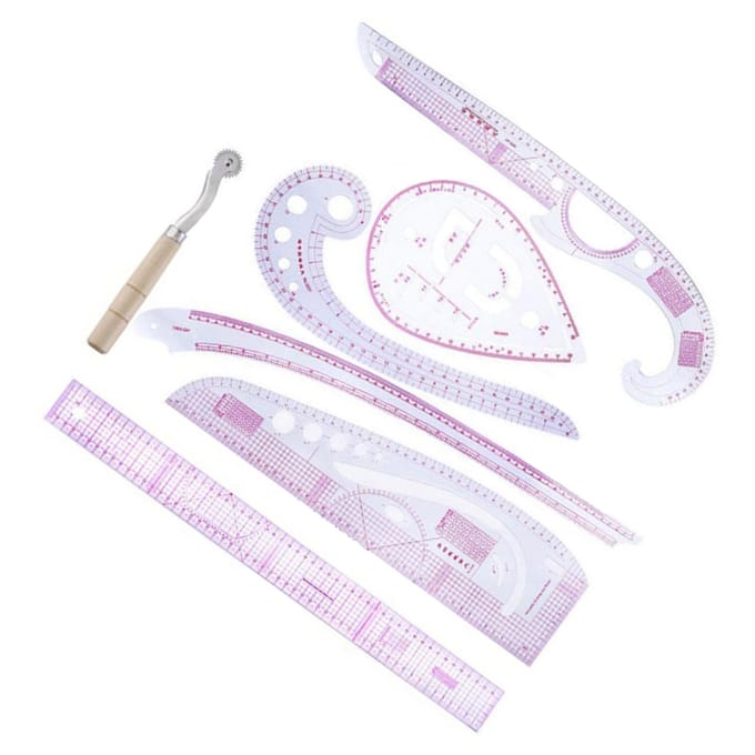 7-delige Curve Liniaal Set Hoge Transparantie Nauwkeurige Schaal Flexibiliteit Naa Liniaal Set voor Kleding white