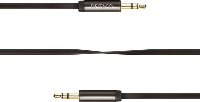 Deltaco AUD-101 3,5 mm naar 3,5 mm Stereo audiokabel 1 m platte kabel voor smartphone, tablet, PC en notebook